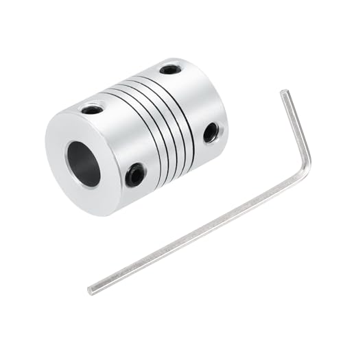 QUARKZMAN 1 Stück 3mm bis 8mm Aluminiumlegierung Wellenkupplung L25xD19 Flexibler Kupplungsstrahl Stepper Motor Verbindungsstück für 3D-Drucker CNC-Maschine DIY-Encoder Motorwelle, Silber von QUARKZMAN