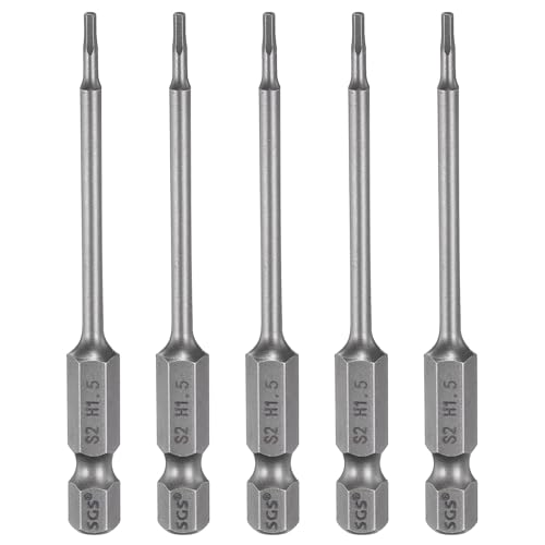 QUARKZMAN 5 Stück 1,5mm(H1,5) Innensechskant Bit Set, Bitsatz Metrisch 100mm Lang, 1/4" Sechskantschaft Magnetische S2 Stahl Schraubendreher Sechskant Bohrer für Akkuschrauber Werkzeug von QUARKZMAN