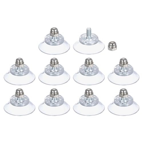 QUARKZMAN 10 Packs Saugnäpfe für Glas 25mm/1" Durchmesser Transparente PVC-Fenster-Glas-Saugnapf-Pads mit M4 x 8mm Schraube für Fenster Badezimmer Tür Glaswand Auto Sonnenschutz von QUARKZMAN