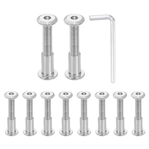 QUARKZMAN 10 Satz M6x40mm Sechskantantrieb Innensechskantschrauben Und M6x15mm Muttern Mit M4 Sechskantschlüssel Möbelverbindungsschrauben Und Schrauben Für Möbel Senkkopfriemen Silber von QUARKZMAN