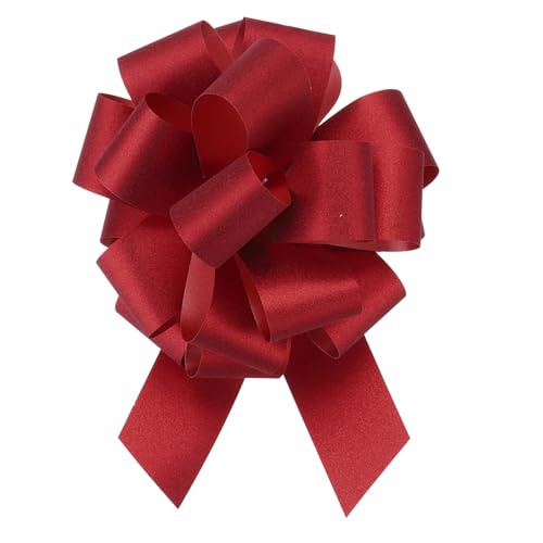 QUARKZMAN 10 Stück 20 cm Geschenkschleifen Satinband Seidenband Glitzer Auto Große Ziehschleife Geschenkverpackungsschleife für Weihnachtsblumen Geschenke Geburtstag Hochzeit, Rot von QUARKZMAN