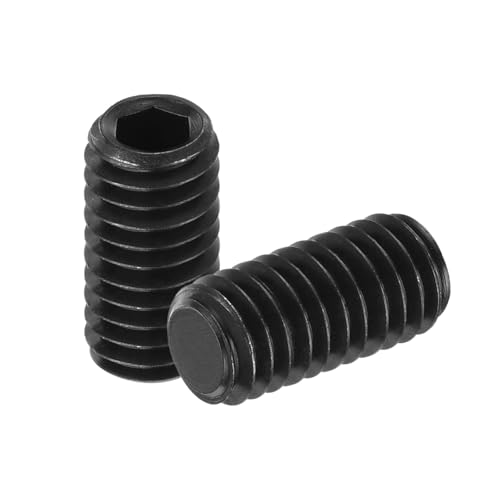 QUARKZMAN 10 Stück Gewindestifte, M6x12mm Madenschrauben Legierungstahl Kopf Innensechskant-Set-Schrauben Flachpunkt-Grubenschraube für Türgriffe, Leuchtenreparatur, Schwarz von QUARKZMAN