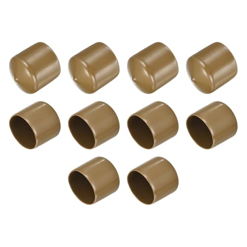 QUARKZMAN 10 Stück Gummikappen, 35mm Rohrstopfen Endkappe Rund Schutzkappen Pfostenkappe Abdeckkappen Zaunpfosten Endspitze Kappen für Gartenstühle Tischbeine Möbelfüße Gleiter, Hellbraun von QUARKZMAN