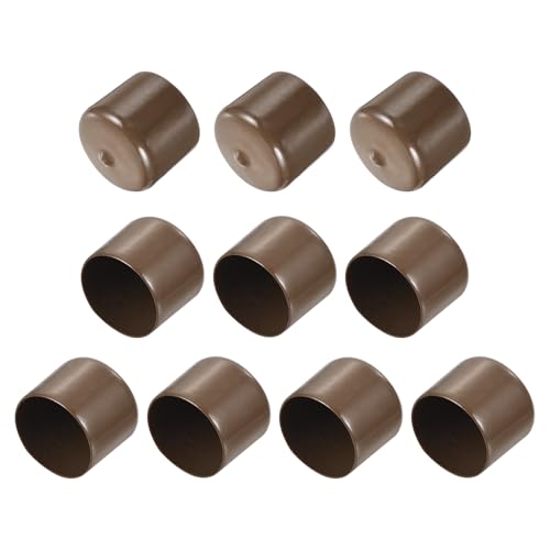 QUARKZMAN 10 Stück Gummikappen, 37mm Rohrstopfen Endkappe Rund Schutzkappen Pfostenkappe Abdeckkappen Zaunpfosten Endspitze Kappen für Gartenstühle Tischbeine Möbelfüße Gleiter, Braun von QUARKZMAN