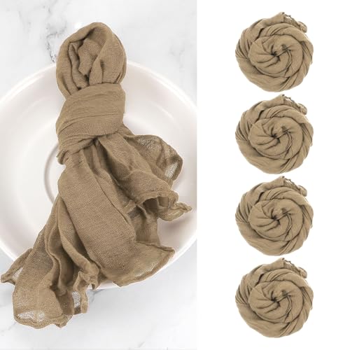 QUARKZMAN 10 Stück Käsetuch-Servietten 20x20 Zoll Braune Rustikale Abendessen-Tischservietten Dekorative Servietten für Hochzeitsfeier Tischdeko Brautdusche von QUARKZMAN