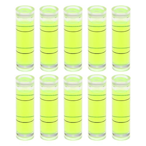 QUARKZMAN 10 Stück Kleine Zylindrische Libellen 10x35mm PMMA Mini Horizontale Libelle Wasserwaage Messlayout Werkzeuge für Wohnmobil TV Bilderrahmen Aufhänge-Werkzeug Nivellierer von QUARKZMAN