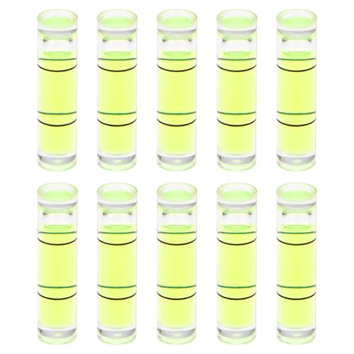 QUARKZMAN 10 Stück Kleine Zylindrische Libellen 6x24mm PMMA Mini Horizontale Libelle Wasserwaage Messlayout Werkzeuge für Wohnmobil TV Bilderrahmen Aufhänge-Werkzeug Nivellierer von QUARKZMAN