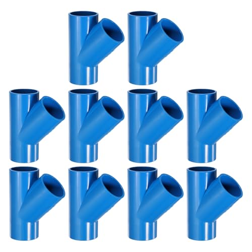 QUARKZMAN 10 Stück PVC Fitting, 3 Wege 45 Grad 1 1/4" 1.3" PVC Verbinder PVC Bogen PVC Rohrverbinder PVC Kupplung PVC Möbeleckenverbinder für DIY Gartenstützstruktur, Blau von QUARKZMAN