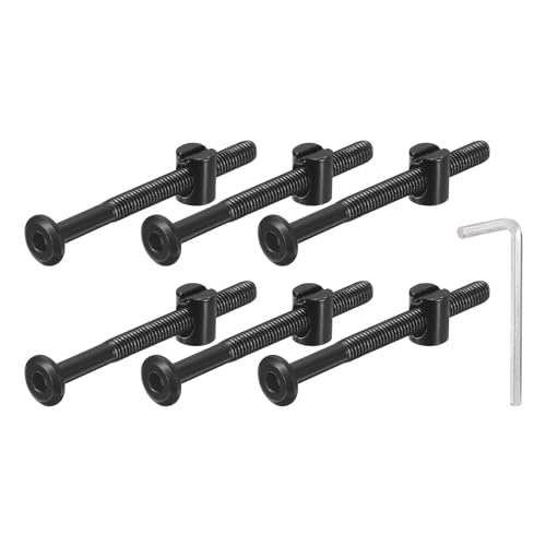 QUARKZMAN 10 Stück Sechskantschrauben Bolzen mit Fassmuttern, M6 x 65mm Sechskantmöbelbettbolzen mit Schraubenschlüssel für Stühle und Kinderbetten, Schwarz QUARKZMAN 10 Stück Sechskantschrauben Bolzen mit Fassmuttern, M6 x 65mm Sechskantmöbelbettbolzen mit Schraubenschlüssel für Stühle und Kinderbetten, Schwarz von QUARKZMAN
