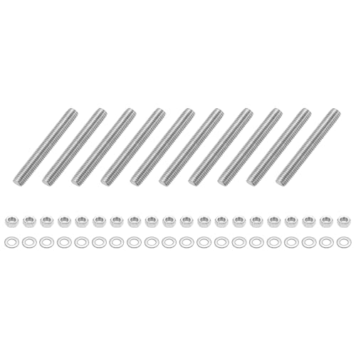 QUARKZMAN 10 Stück Vollgewindestange M8 x 60mm Edelstahl Rechtsgewinde Stangen Mit Muttern Und Unterlegscheiben Vollgewindestange Für Klemmen Aufhänger Und U-Bolzen von QUARKZMAN