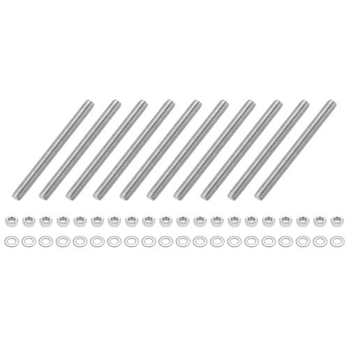 QUARKZMAN 10 Stück Vollgewindestange M8 x 90mm Edelstahl Rechtsgewinde Stangen Mit Muttern Und Unterlegscheiben Vollgewinde Stange Für Klemmen Aufhänger Und U-Bolzen von QUARKZMAN