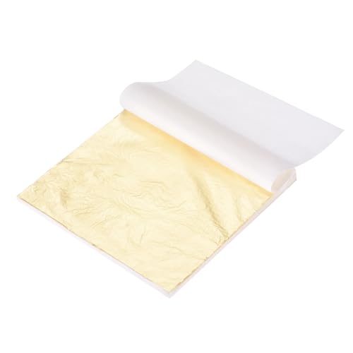 QUARKZMAN 100 Stück Blattgoldblätter 6" x 6" Imitationsgoldfolienblätter für Handwerk, Bilderrahmen, Skulptur, Nägel und DIY-Kunstdekoration, Gold von QUARKZMAN