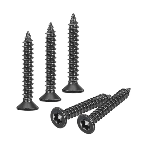 QUARKZMAN 100 Stück Flachkopf Torx Schrauben, M3 x 20mm Torx Holzschrauben, 304 Edelstahl Senkkopfschrauben Selbstschneidend, Passend für T10 Bit, für Holz, Zäune, Terrassendielen (Schwarz) von QUARKZMAN