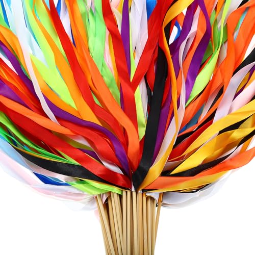 QUARKZMAN 100 Stück Hochzeitsparty-Bänderstreamer Bunte Bänderstreamer Party-Bänderstreamer mit Glocken für Hochzeitsfeier Feiertag, Aktivitäten in mehreren Farben von QUARKZMAN