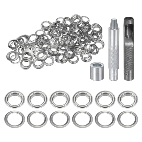 QUARKZMAN Grommet Werkzeug Kit, 100 Pcs 12mm Ösen mit 2 Ösenzange & 1 Scheiben Set, Metallösen Kupfer Tülle Stanzwerkzeug für Stoff Planen Leder Gewebe Vorhang Poolabdeckung, Silber QUARKZMAN Grommet Werkzeug Kit, 100 Pcs 12mm Ösen mit 2 Ösenzange & 1 Scheiben Set, Metallösen Kupfer Tülle Stanzwerkzeug für Stoff Planen Leder Gewebe Vorhang Poolabdeckung, Silber von QUARKZMAN