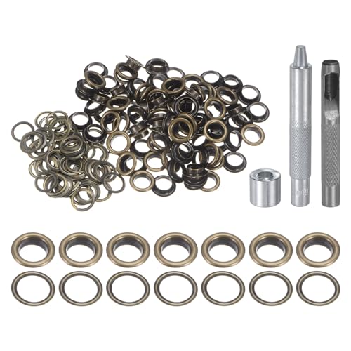 QUARKZMAN Grommet Werkzeug Kit, 100 Pcs 8mm Ösen mit 2 Ösenzange & 1 Scheiben Set, Metallösen Kupfer Tülle Stanzwerkzeug für Stoff Planen Leder Gewebe Vorhang Poolabdeckung, Bronze QUARKZMAN Grommet Werkzeug Kit, 100 Pcs 8mm Ösen mit 2 Ösenzange & 1 Scheiben Set, Metallösen Kupfer Tülle Stanzwerkzeug für Stoff Planen Leder Gewebe Vorhang Poolabdeckung, Bronze von QUARKZMAN