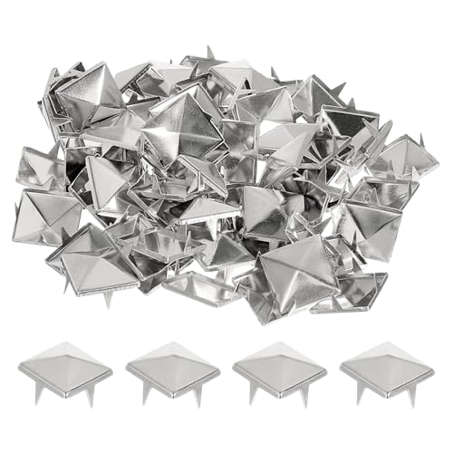 QUARKZMAN 100 Stück Pyramiden Nieten für Kleidung, 15mm 4 Zacken Quadratnieten, Silberne Metall Pyramidenstollen Handwerk, Punk Rock Nagelkopf Spots für Kleidungstasche Lederschuhe QUARKZMAN 100 Stück Pyramiden Nieten für Kleidung, 15mm 4 Zacken Quadratnieten, Silberne Metall Pyramidenstollen Handwerk, Punk Rock Nagelkopf Spots für Kleidungstasche Lederschuhe von QUARKZMAN
