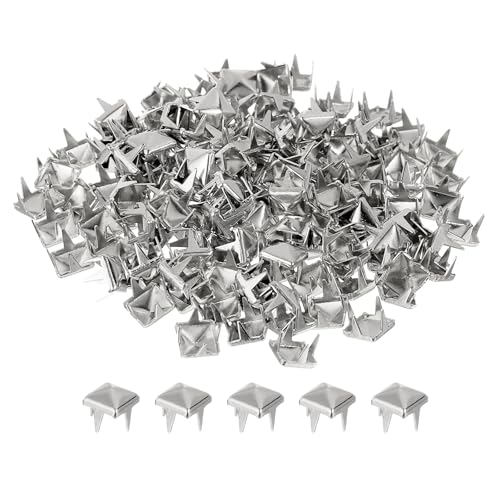 QUARKZMAN 100 Stück Pyramiden Nieten für Kleidung, 5mm 4 Zacken Quadratnieten, Silberne Metall Pyramidenstollen Handwerk, Punk Rock Nagelkopf Spots für Kleidungstasche Lederschuhe QUARKZMAN 100 Stück Pyramiden Nieten für Kleidung, 5mm 4 Zacken Quadratnieten, Silberne Metall Pyramidenstollen Handwerk, Punk Rock Nagelkopf Spots für Kleidungstasche Lederschuhe von QUARKZMAN