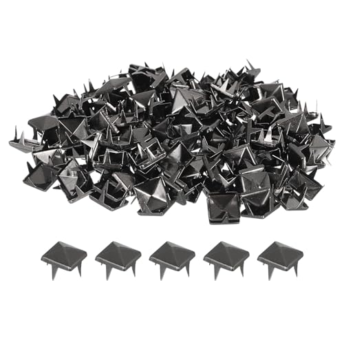 QUARKZMAN 100 Stück Pyramiden Nieten für Kleidung, 8mm 4 Zacken Quadratnieten, Schwarze Metall Pyramidenstollen Handwerk, Punk Rock Nagelkopf Spots für Kleidungstasche Lederschuhe QUARKZMAN 100 Stück Pyramiden Nieten für Kleidung, 8mm 4 Zacken Quadratnieten, Schwarze Metall Pyramidenstollen Handwerk, Punk Rock Nagelkopf Spots für Kleidungstasche Lederschuhe von QUARKZMAN