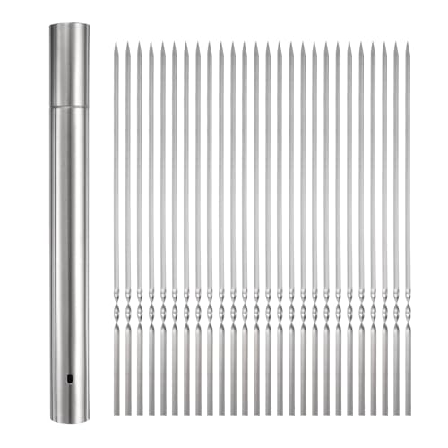 QUARKZMAN 100 Stück Schaschlikspieße Edelstahl 32cm mit Aufbewahrungsrohr, Wiederverwendbare BBQ-Grill Spieße Outdoor-Grillstab für Fleisch, Garnelen, Obst und Gemüse QUARKZMAN 100 Stück Schaschlikspieße Edelstahl 32cm mit Aufbewahrungsrohr, Wiederverwendbare BBQ-Grill Spieße Outdoor-Grillstab für Fleisch, Garnelen, Obst und Gemüse von QUARKZMAN