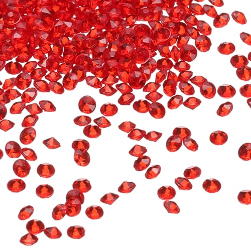 QUARKZMAN 10000 Stück Hochzeitstisch Konfetti Fake Kristalle Acryl Diamanten Strass Vasenfüller Edelsteine für Basteln, Party, Tischdekoration, Brautparty (Rot, 3mm) von QUARKZMAN