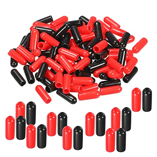 QUARKZMAN 100pcs Gummi Endkappen Abdeckung Sortiment 4mm Vinyl Schraubgewinde Schutz für Schraubschraube Schwarz Rot von QUARKZMAN