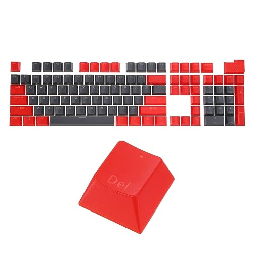 QUARKZMAN 108 Schlüssel Pudding Tastenkappen Set OEM Profil 60 Prozent ABS für Mechanische Tastatur Layout Grau und Rot Doppelschlag von QUARKZMAN