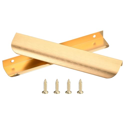 QUARKZMAN 10Pcs Möbelgriffe Profilgriff Versteckte Schrankgriffe 160mm Bohrabstand Alu Fingerkanten-Zuggriffe Schubladengriffe Küchengriffe für Kleiderschrank Tür Schubladen, Gold von QUARKZMAN