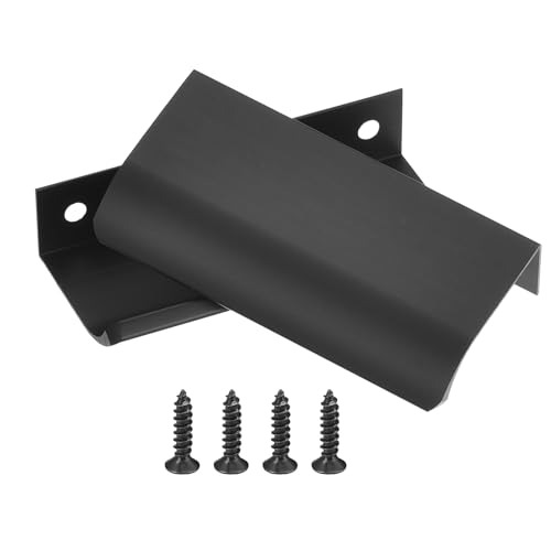 QUARKZMAN 10Pcs Möbelgriffe Profilgriff Versteckte Schrankgriffe 64mm Bohrabstand Alu Fingerkanten-Zuggriffe Schubladengriffe Küchengriffe für Kleiderschrank Tür Schubladen, Schwarz von QUARKZMAN