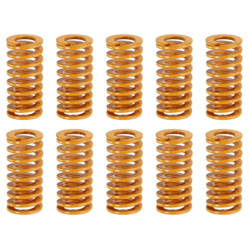 QUARKZMAN 10Stk 3D Drucker Heizbett Feder 12mm Außendurchmesser 25mm Länge Leichte Belastung Kompressions Form Matrizen Feder 3D Drucker Kompressions Feder für 3D Drucker Teil Gelb von QUARKZMAN