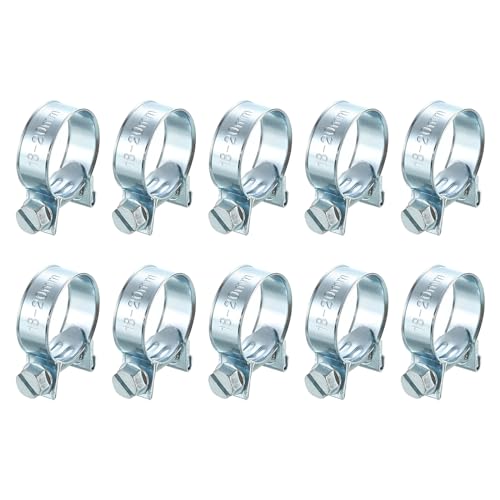 QUARKZMAN 10Stk Mini Schlauchklemme für Kraftstoffleitung Clip Verstellbare 18-20mm(0.71"-0.79") Kraftstoff Einspritzleitung Stil Schlauchklemme Verzinkt Rohr Schlauchträger Rohr Klemmen von QUARKZMAN