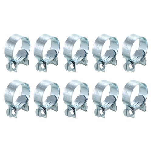 QUARKZMAN 10Stk Mini Schlauchklemme für Kraftstoffleitung Clip Verstellbare 20-22mm(0.79"-0.87") Kraftstoff Einspritzleitung Stil Schlauchklemme Verzinkt Rohr Schlauchträger Rohr Klemmen von QUARKZMAN
