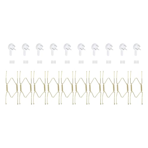QUARKZMAN 10Stk Teller Aufhänger 5" Universal Messing Unsichtbare Wand Teller Aufhänger mit 10Stk Wand Haken für Dekorative Teller Gold QUARKZMAN 10Stk Teller Aufhänger 5" Universal Messing Unsichtbare Wand Teller Aufhänger mit 10Stk Wand Haken für Dekorative Teller Gold von QUARKZMAN