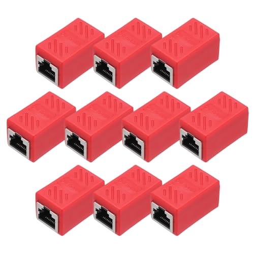 QUARKZMAN RJ45 Kupplung Cat7, 10 Stück Splitter Adapter Lan Kabel Verlängerung für Ethernet Cat8/Cat7/Cat6/Cat5e/Cat5, Rot von QUARKZMAN