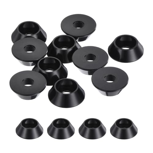 QUARKZMAN 10er Set M3 Kegelbecher-Unterlegscheiben, eloxierte Aluminium-Dichtungen Kegel Senkkopf-Unterlegscheiben für Schraube RC/FPV/PC/Drone/Mechanische Zubehör-Modellteile (Schwarz) von QUARKZMAN