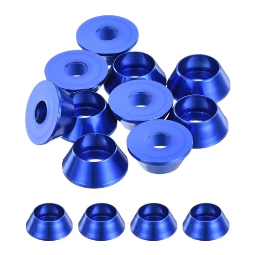 QUARKZMAN 10er Set M5 Konusbecher-Unterlegscheiben, eloxierte Aluminium-Dichtungen Kegel Senkkopf-Unterlegscheiben für Schraube RC/FPV/PC/Drone/Mechanische Zubehör-Modellteile (Dunkelblau) von QUARKZMAN