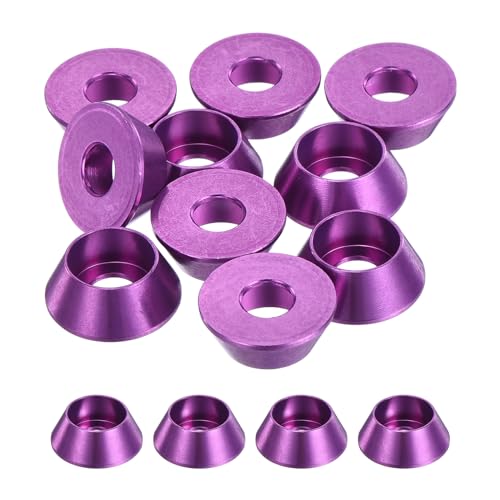QUARKZMAN 10er Set M5 Konusbecher-Unterlegscheiben, eloxierte Aluminium-Dichtungen Kegel Senkkopf-Unterlegscheiben für Schraube RC/FPV/PC/Drone/Mechanische Zubehör-Modellteile (Lila) von QUARKZMAN