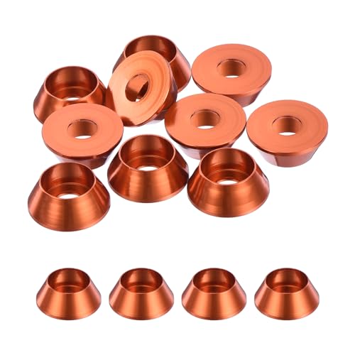 QUARKZMAN 10er Set M5 Konusbecher-Unterlegscheiben, eloxierte Aluminium-Dichtungen Kegel Senkkopf-Unterlegscheiben für Schraube RC/FPV/PC/Drone/Mechanische Zubehör-Modellteile (Orange) von QUARKZMAN