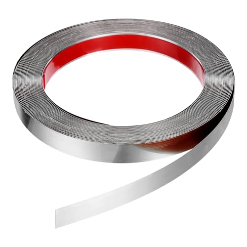QUARKZMAN 12 M x 2 Cm Wandleiste Selbstklebend Edelstahl Verspiegelt Metallleiste für Wand Decke Schrank Fliesen Kanten Silber von QUARKZMAN