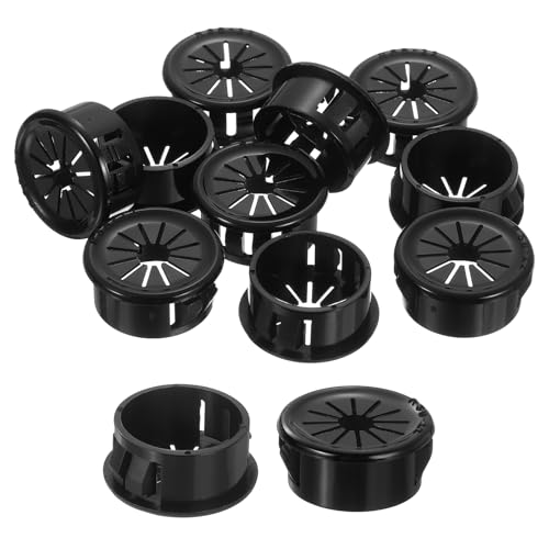 QUARKZMAN 12 Stück Kabeldurchführung Schreibtisch Schwarz, Nylon, 0,87" (22mm) Montage, Kabeldurchführung Tisch Rund für Tisch Büro Arbeitsplatten von QUARKZMAN