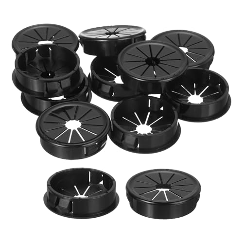 QUARKZMAN 12 Stück Kabeldurchführung Schreibtisch Schwarz, Nylon, 1,5" (38mm) Montage, Kabeldurchführung Tisch Rund für Tisch Büro Arbeitsplatten von QUARKZMAN