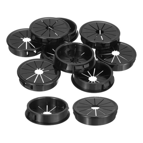 QUARKZMAN 12 Stück Kabeldurchführung Schreibtisch Schwarz, Nylon, 1,77" (45mm) Montage, Kabeldurchführung Tisch Rund für Tisch Büro Arbeitsplatten von QUARKZMAN
