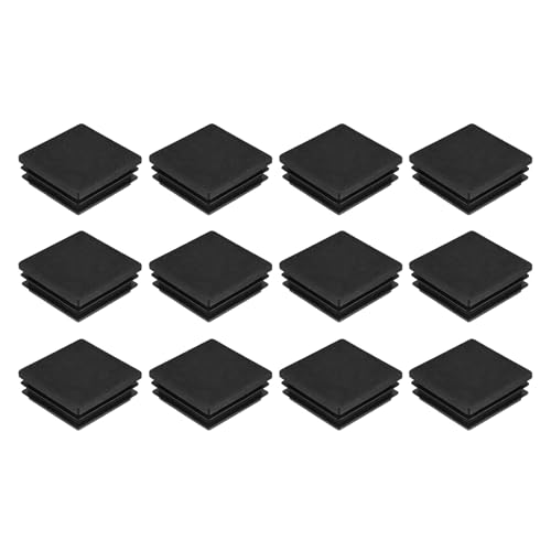 QUARKZMAN 12 Stück Lamellenstopfen für Vierkantrohre, 45x45mm Schwarz Quadratisch Stuhlbeinkappen, PE-Lamellenstopfen Rohrstopfen für 38-43mm Vierkantrohr Metallprodukte Stühle Regale von QUARKZMAN