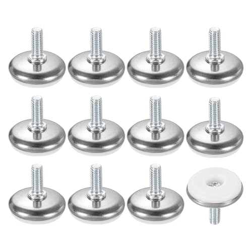 QUARKZMAN 12 Stück M6 Gewinde Möbel Füße Nivellierer 28x15mm Verstellbare Nivellierung Tisch Füße Aufschraubbar Möbelgleiter Nivellierung Für Stuhl Hocker Beine Weiß von QUARKZMAN