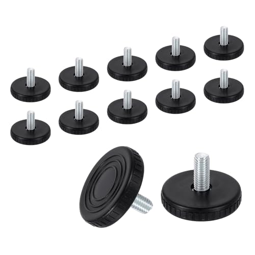 QUARKZMAN 12 Stück M8 Gewinde Möbel Füße Nivellierer 40x18mm Verstellbare Nivellierung Tisch Füße Aufschraubbare Möbelgleiter Nivellierung Für Stuhl Hocker Beine Schwarz von QUARKZMAN