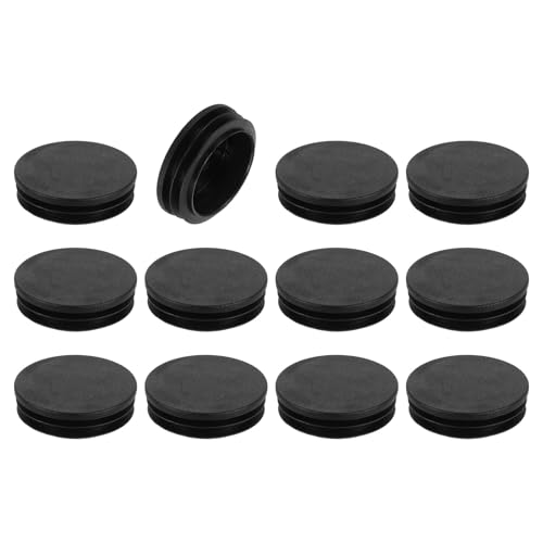 QUARKZMAN 12 Stück Runde Abdeckkappen, Schwarze Blindstopfen, Rohrabdeckung aus Polyethylen 50mm (1,97 Zoll) Möbelbeinrohr Einsatz Kunststoffkappen, Verschlusskappe für Stuhl Sofa Regal von QUARKZMAN