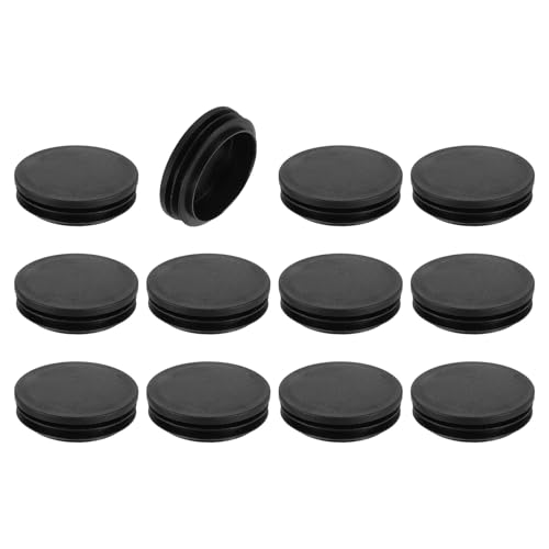 QUARKZMAN 12 Stück Runde Abdeckkappen, Schwarze Blindstopfen, Rohrabdeckung aus Polyethylen 63mm (2,48 Zoll) Möbelbeinrohr Einsatz Kunststoffkappen, Verschlusskappe für Stuhl Sofa Regal von QUARKZMAN