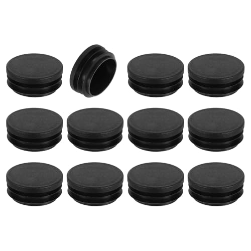 QUARKZMAN 12 Stück Runde Abdeckkappen, Schwarze Blindstopfen, Rohrabdeckung aus Polyethylen 42mm (1,65 Zoll) Möbelbeinrohr Einsatz Kunststoffkappen, Verschlusskappe für Stuhl Sofa Regal von QUARKZMAN