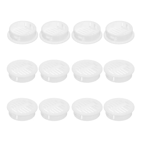 QUARKZMAN 12 Stücke 35mm/1.38" Runde Soffit-Lüftungsöffnungen, Kunststoff-Soffit-Lüftungsabdeckung, Rundes Mesh-Loch-Luftschieber für Badezimmer Küchenschrank Kleiderschrank, Weiß von QUARKZMAN