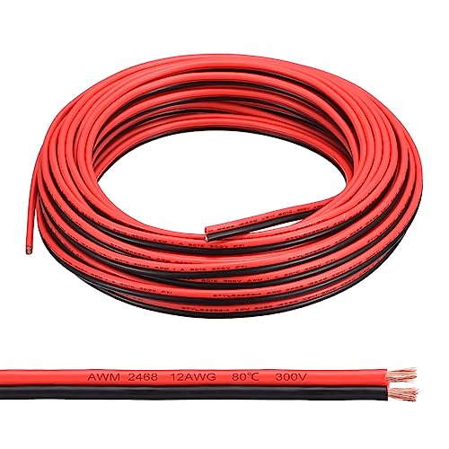 QUARKZMAN 12AWG Elektrischer Draht 2 x 3,31 mm² Strom Kabel 15 Meter Weich und flexibel Kupfer Verlängerungskabel UL2468 Mantelleitung Gerätekabel PVC Silkon 2 adrig Rot Schwarz Elektrokabel QUARKZMAN 12AWG Elektrischer Draht 2 x 3,31 mm² Strom Kabel 15 Meter Weich und flexibel Kupfer Verlängerungskabel UL2468 Mantelleitung Gerätekabel PVC Silkon 2 adrig Rot Schwarz Elektrokabel von QUARKZMAN